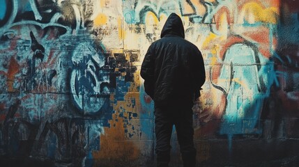 Graffiti Street Art and a Silhouetted Figure