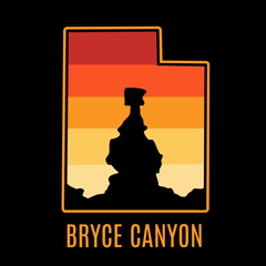 Silhouette of Bryce Canyon National Park in Utah With Sunset Scenery Perfect for Print, Apparel, Stickers, etc 