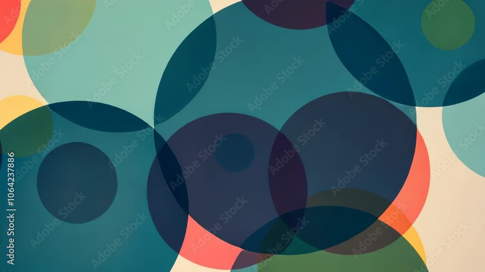 Poster colorful abstract geometric background with overlapping circles in various sizes and multicolored hu