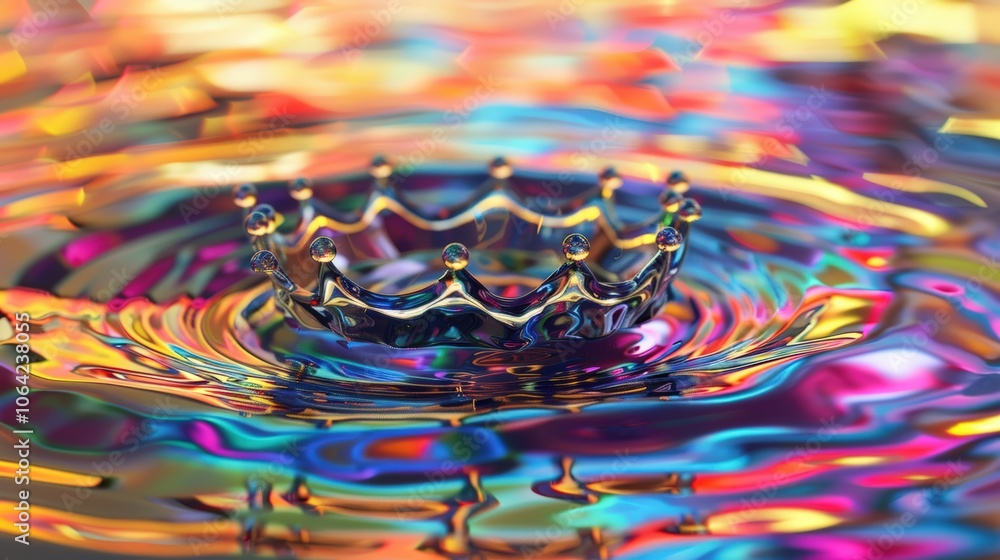 Poster colorful paint splashes creating abstract patterns on water surface