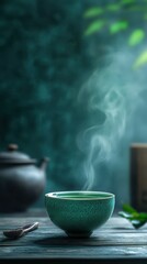 Experience the tranquility of brewing four-takig green tea in a traditional japanese teacup