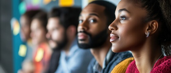 Diverse team engages in creative brainstorming session at whiteboard meeting