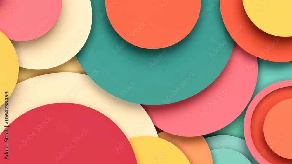 Poster colorful abstract geometric circles pattern background with overlapping layers in pastel and vibrant