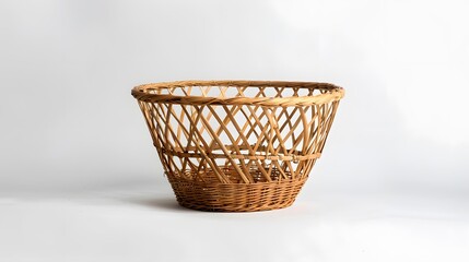 Fototapeta premium empty cane basket or tokri in hindi and topli in marathi, isolated over white background.