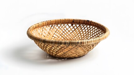 empty cane basket or tokri in hindi and topli in marathi, isolated over white background.