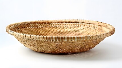 empty cane basket or tokri in hindi and topli in marathi, isolated over white background.
