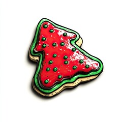 Red and Green Christmas Tree-Shaped Cookie with Sprinkles