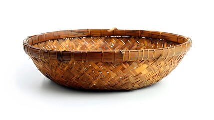 empty cane basket or tokri in hindi and topli in marathi, isolated over white background.