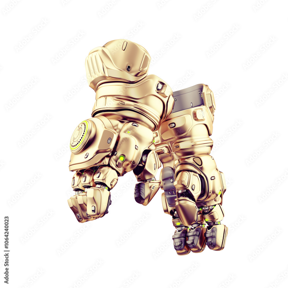 Poster futuristic robotic arms with metallic gold finish showcasing advanced technology and mechanics again