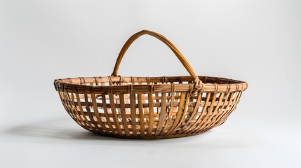 empty cane basket or tokri in hindi and topli in marathi, isolated over white background.