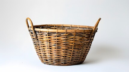 empty cane basket or tokri in hindi and topli in marathi, isolated over white background.