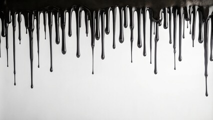 Black dye gracefully drips onto a white background, creating delicate patterns that evoke feelings of tranquility and sophistication in a minimalist composition., smooth, creative, beauty