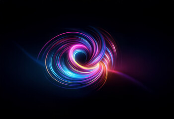 Naklejka premium A swirling vortex of vibrant light, blue, pink, and purple, against a dark backdrop.