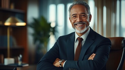 Confident business man smiling in office