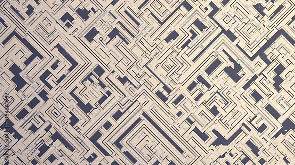 Poster Abstract Geometric Pattern with Interlocking Lines and Shapes