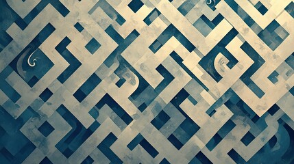 Abstract Geometric Pattern with Intersecting White and Blue Lines