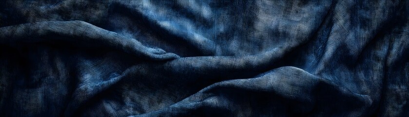 Abstract Draped Blue Fabric with Textured Pattern