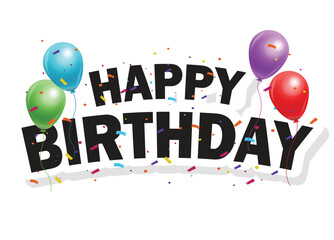 Happy birthday vector transparent background. happy birthday text with stars