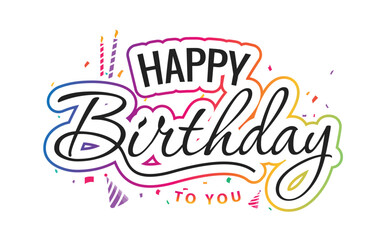Happy birthday vector transparent background. happy birthday text with stars