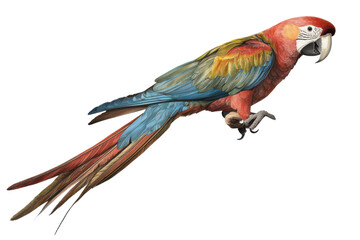 Fototapeta premium Scarlet Macaw Parrot Bird Colorful Tropical Feathers Isolated on transparent background
