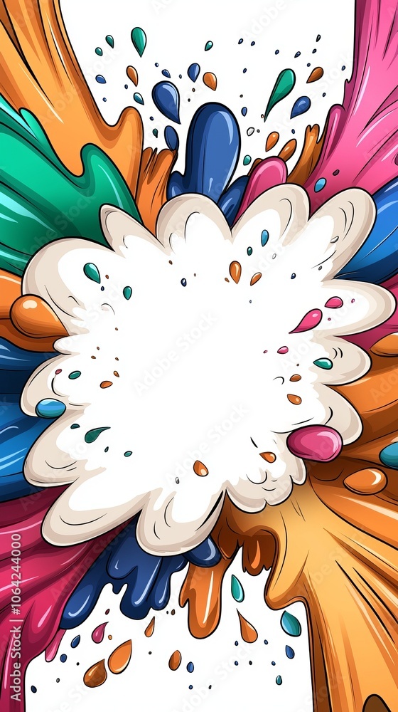 Aufkleber vibrant colors explode in dynamic abstract art splashing creativity across a blank canvas