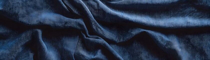 Obraz premium Close-up of Blue Fabric with Wrinkles and Texture