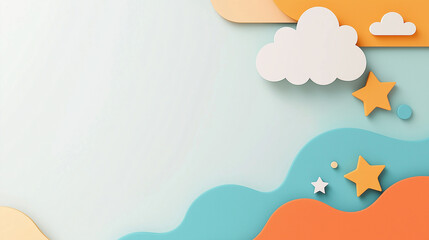 Children's background with star shapes, from under which the light breaks through.