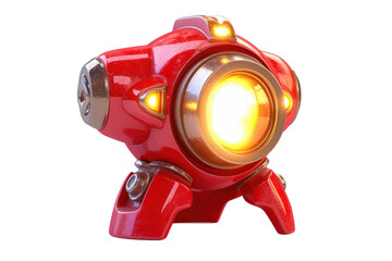 Fototapeta premium Futuristic Red Robot with Glowing Light on transparent background