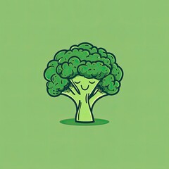 Cartoon Broccoli with a Smiling Face