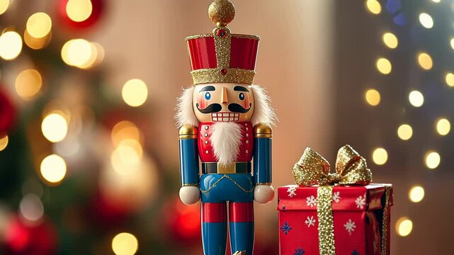 Festive Nutcracker Decoration with Gifts