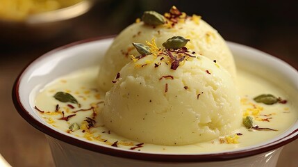 Closeup of Creamy Vanilla Ice Cream with Cardamom and Saffron