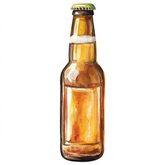a bottle of Beer watercolor clipart illustration