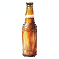 a bottle of Beer watercolor clipart illustration