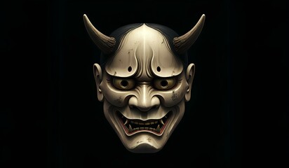 Naklejka premium 般若の面, 能の面,イラスト｜Hannya mask, Noh mask, Illustration