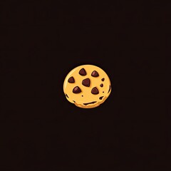 Fototapeta premium A Single Chocolate Chip Cookie on a Black Background