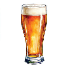a glass of Beer watercolor clipart illustration
