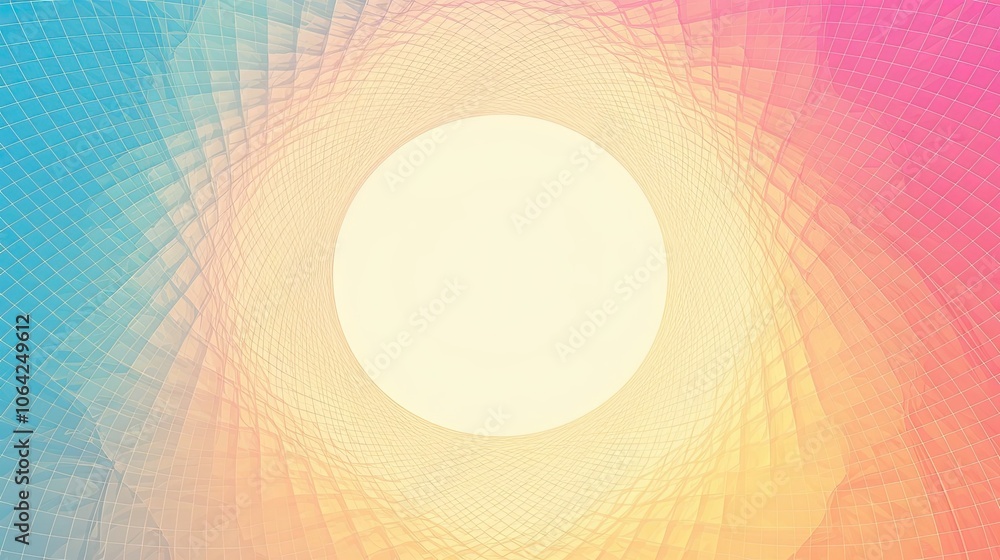Poster abstract grid pattern with circular opening and gradient colors
