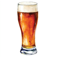 a glass of Beer watercolor clipart illustration