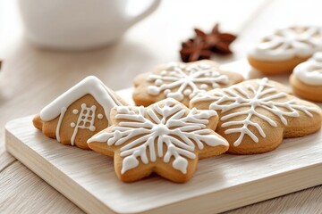Fototapeta premium A plate of cookies with a snowflake design on them