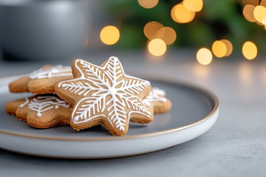 A plate of cookies with a star shaped cookie on top