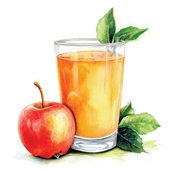 Apple juice watercolor clipart illustration