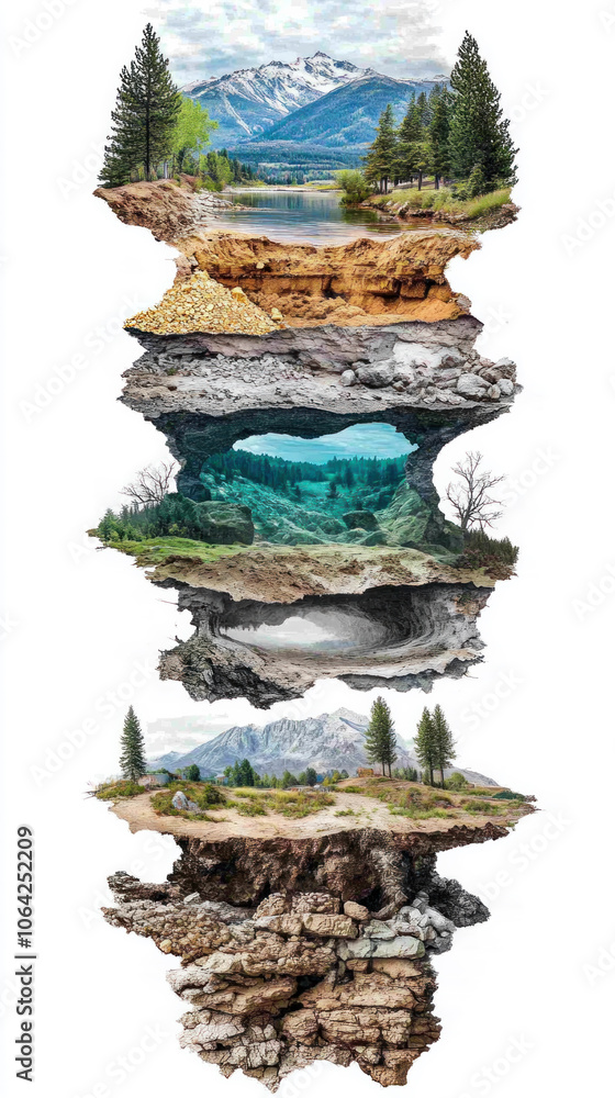Poster the image is a collage of four different landscapes, each with a different color scheme and mood. th