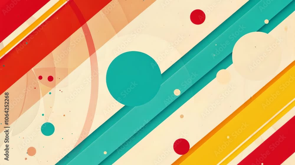 Aufkleber abstract geometric colorful background with diagonal stripes and circular elements in warm and cool 