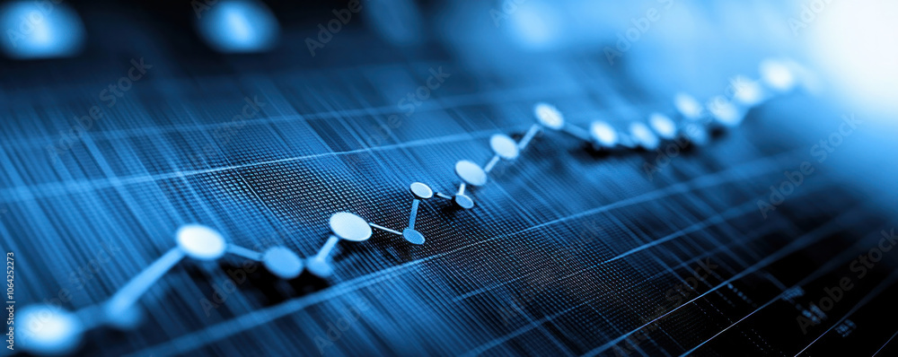 Poster a blue graph with many dots on it. the dots are connected by lines, and the graph appears to be show