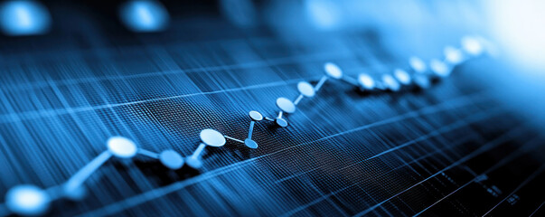 A blue graph with many dots on it. The dots are connected by lines, and the graph appears to be showing a trend