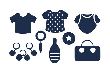 Set of different baby item icons vector art illustration 