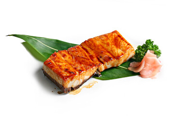 GINDARATERI-YAKI or Broiled snow fish with teriyaki sauce special menu on white background 