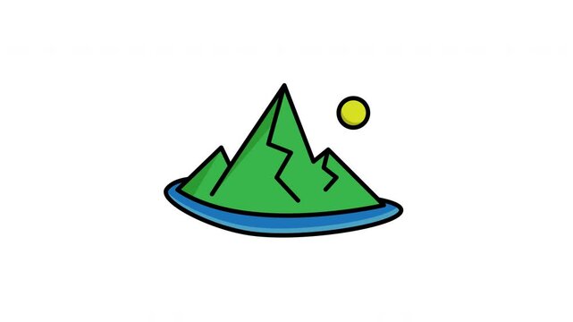 mountain icon tropical animation 2d illustration minimalist motion graphic
