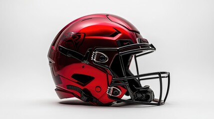 Fototapeta premium Glossy Red Football Helmet on White Background