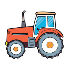 modern tractor watercolor vector white background